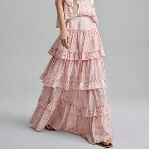 Pink Casual Ruffled Women's Elegant Multi-Layer Ruffled Skirt